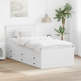 Daybed with Drawer White and Black 90 x 190 cm Engineered Wood
