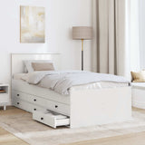 Daybed with Drawer White and Black 90 x 190 cm Engineered Wood - Side View