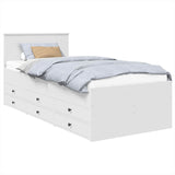 Daybed with Drawer White and Black 90 x 190 cm Engineered Wood - Front View