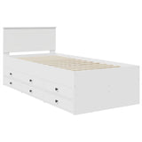 Daybed with Drawer White and Black 90 x 190 cm Engineered Wood - Top-Down View