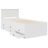 Daybed with Drawer White and Black 90 x 190 cm Engineered Wood
