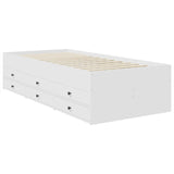 Daybed with Drawer White and Black 90 x 190 cm Engineered Wood - Rear View