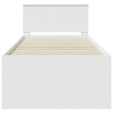 Daybed with Drawer White and Black 90 x 190 cm Engineered Wood - Low Angle