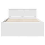 Bed Frame with Headboard White 150 x 200 cm Engineered Wood - Close-Up Angle