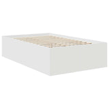 Bed Frame with Headboard White 135 x 190 cm Engineered Wood - 45-Degree Angle