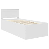 Bed Frame with Headboard White 90 x 190 cm Engineered Wood - Top-Down View