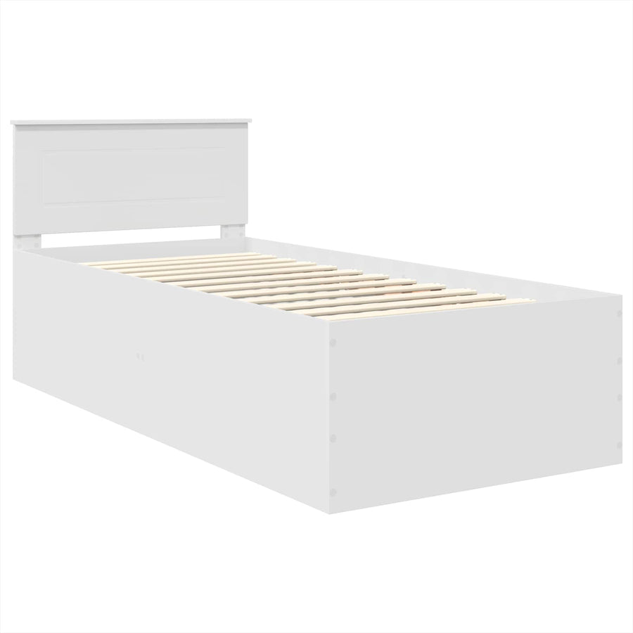 Bed Frame with Headboard White 90 x 190 cm Engineered Wood