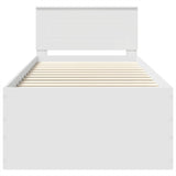 Bed Frame with Headboard White 90 x 190 cm Engineered Wood - Close-Up Angle