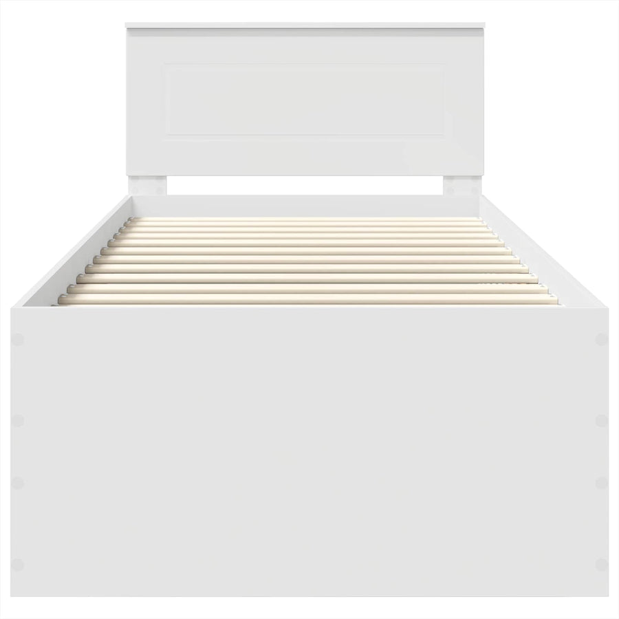 Bed Frame with Headboard White 90 x 190 cm Engineered Wood