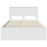 Bed Frame with Headboard White 135 x 190 cm Engineered Wood - Close-Up Angle