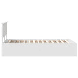 Bed Frame with Headboard White 135 x 190 cm Engineered Wood - Low Angle