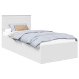 Bed Frame with Headboard White 90 x 190 cm Engineered Wood - Front View