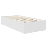 Bed Frame with Headboard White 90 x 190 cm Engineered Wood - 45-Degree Angle