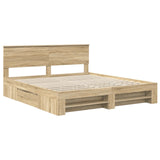 Bed Frame Sonoma Oak 180 x 200 cm Engineered Wood - Top-Down View