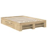 Bed Frame Sonoma Oak 150 x 200 cm Engineered Wood - Rear View
