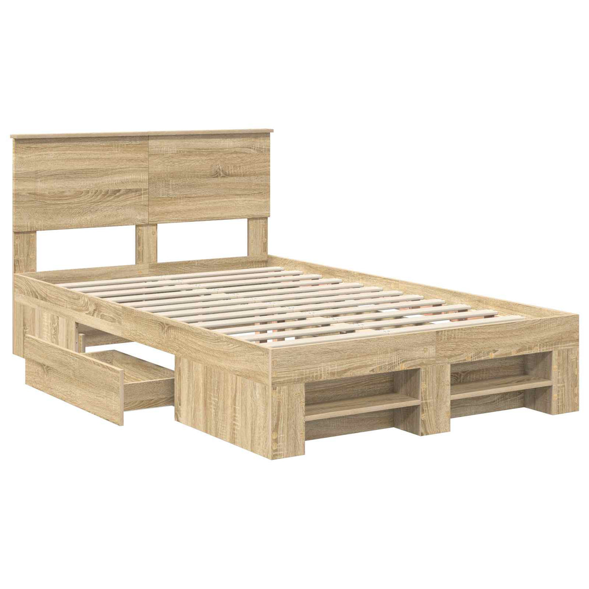 Bed Frame Sonoma Oak 137 x 203 cm Engineered Wood