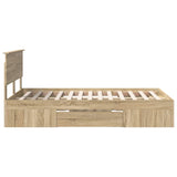 Bed Frame Sonoma Oak 137 x 203 cm Engineered Wood - Extra Image