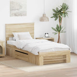 Bed Frame with Headboard Sonoma Oak 90 x 200 cm Engineered Wood