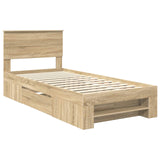 Bed Frame with Headboard Sonoma Oak 90 x 200 cm Engineered Wood - Top-Down View