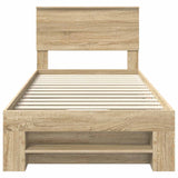 Bed Frame with Headboard Sonoma Oak 90 x 200 cm Engineered Wood - Low Angle