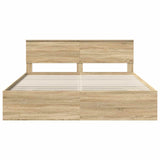 Bed Frame Sonoma Oak 180 x 200 cm Engineered Wood - Close-Up Angle