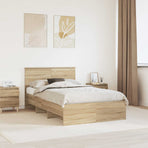 Bed Frame Sonoma Oak 135 x 190 cm Engineered Wood