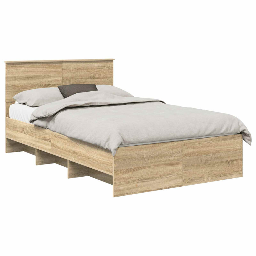 Bed Frame Sonoma Oak 135 x 190 cm Engineered Wood
