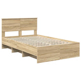 Bed Frame Sonoma Oak 137 x 203 cm Engineered Wood - Top-Down View