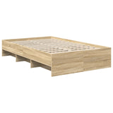 Bed Frame Sonoma Oak 137 x 203 cm Engineered Wood - 45-Degree Angle