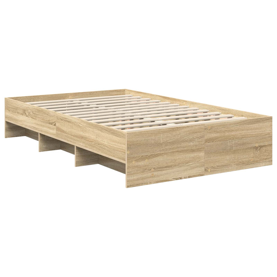 Bed Frame Sonoma Oak 135 x 190 cm Engineered Wood