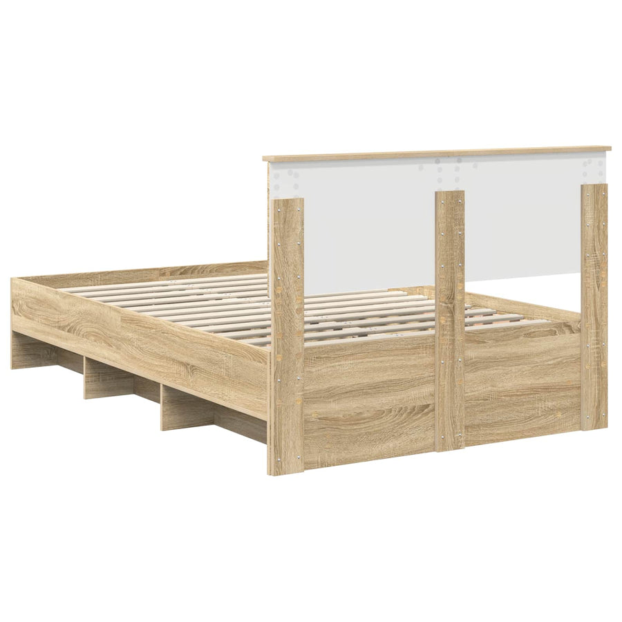 Bed Frame Sonoma Oak 135 x 190 cm Engineered Wood