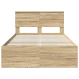 Bed Frame Sonoma Oak 137 x 203 cm Engineered Wood - Close-Up Angle