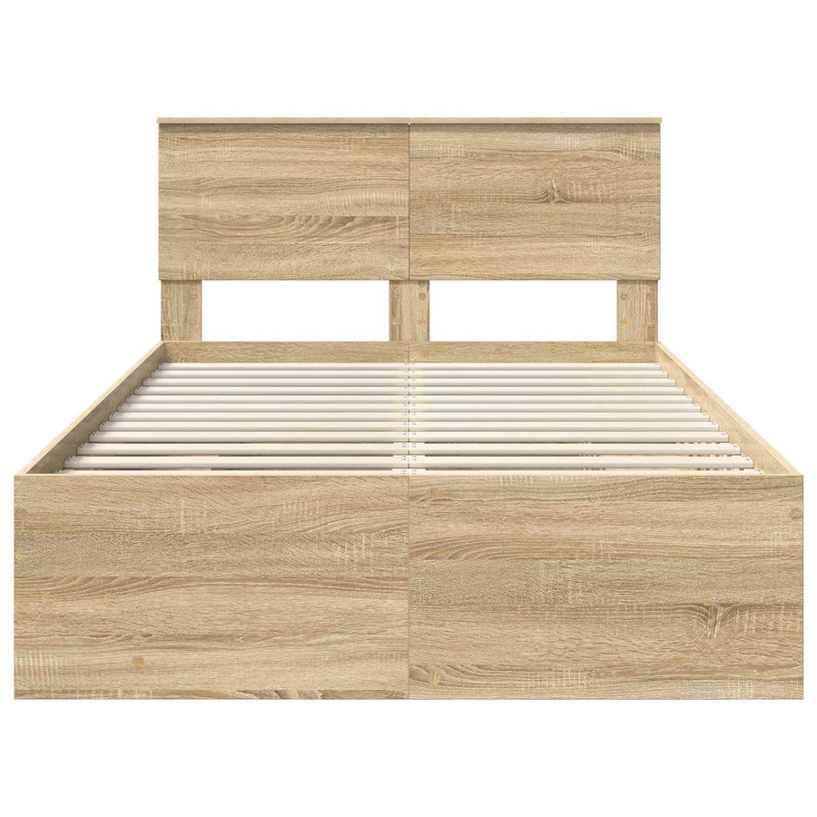 Bed Frame Sonoma Oak 135 x 190 cm Engineered Wood