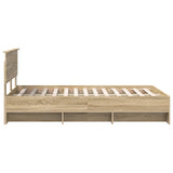 Bed Frame Sonoma Oak 137 x 203 cm Engineered Wood - Low Angle