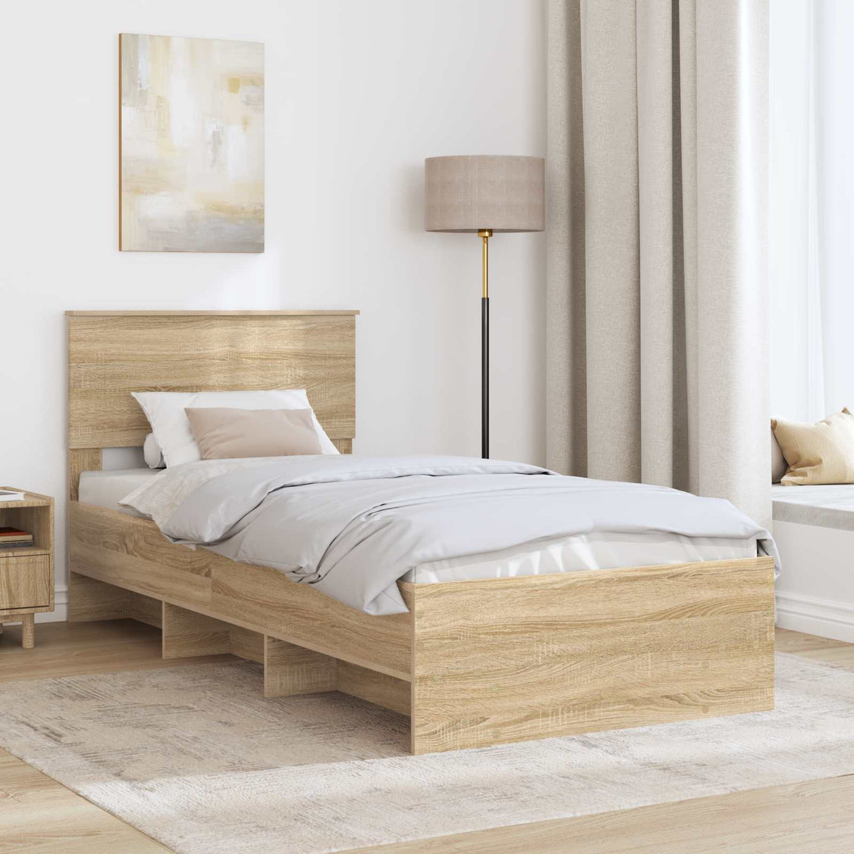 Bed Frame with Headboard Sonoma Oak 90 x 200 cm Engineered Wood