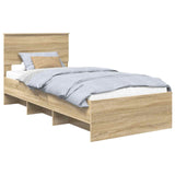 Bed Frame with Headboard Sonoma Oak 90 x 200 cm Engineered Wood - Front View