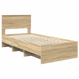 Bed Frame with Headboard Sonoma Oak 90 x 200 cm Engineered Wood - Top-Down View