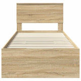 Bed Frame with Headboard Sonoma Oak 90 x 200 cm Engineered Wood - Close-Up Angle