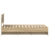 Bed Frame with Headboard Sonoma Oak 90 x 200 cm Engineered Wood - Low Angle