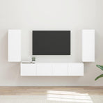 TV Wall Cabinet Set 4 pcs White Engineered Wood