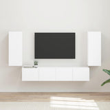 TV Wall Cabinet Set 4 pcs White Engineered Wood