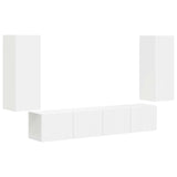 TV Wall Cabinet Set Wall-mounted 4 pcs White Engineered Wood - Front View