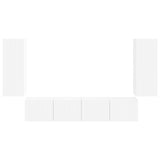 TV Wall Cabinet Set Wall-mounted 4 pcs White Engineered Wood - Close-Up Angle