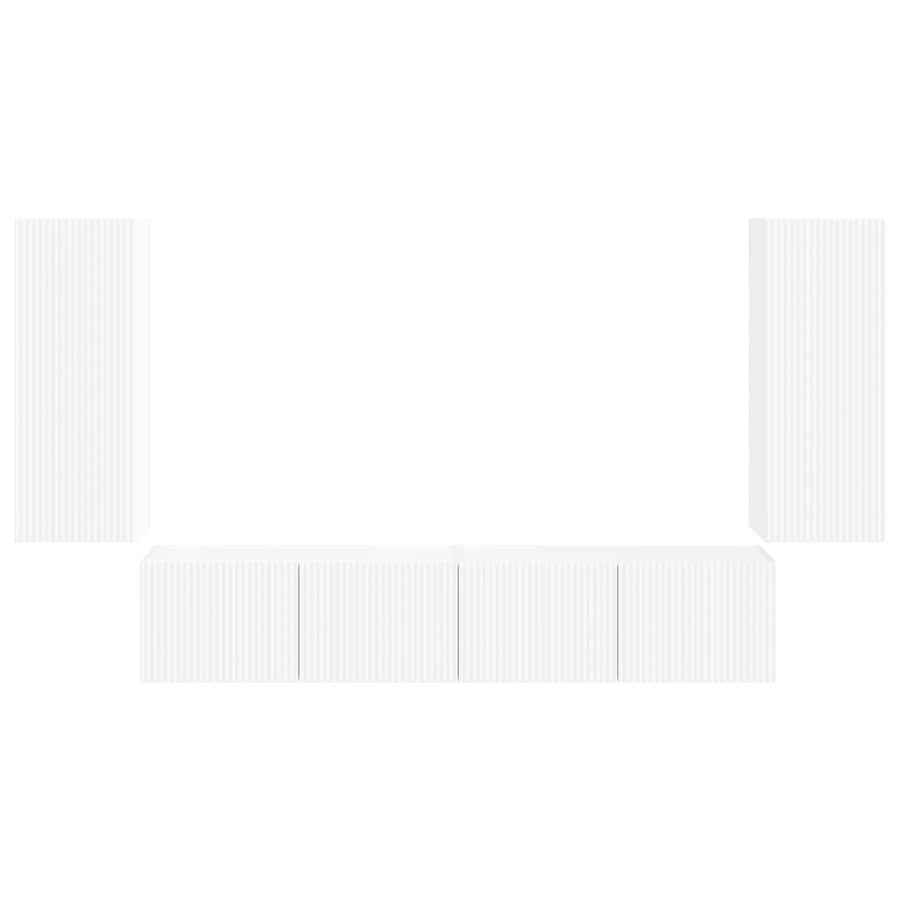 TV Wall Cabinet Set 4 pcs White Engineered Wood
