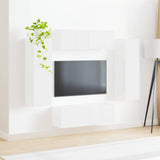 TV Wall Cabinet Set 4 pcs White Engineered Wood