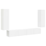 TV Wall Cabinet Set Wall-mounted 4 pcs White Engineered Wood