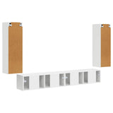 TV Wall Cabinet Set Wall-mounted 4 pcs White Engineered Wood - Low Angle