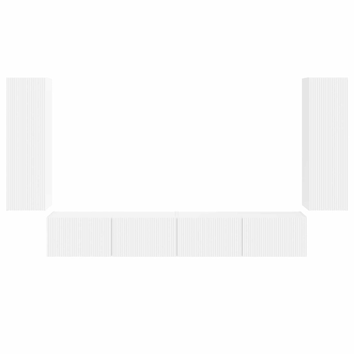 TV Wall Cabinet Set Wall-mounted 4 pcs White Engineered Wood