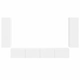 TV Wall Cabinet Set Wall-mounted 4 pcs White Engineered Wood