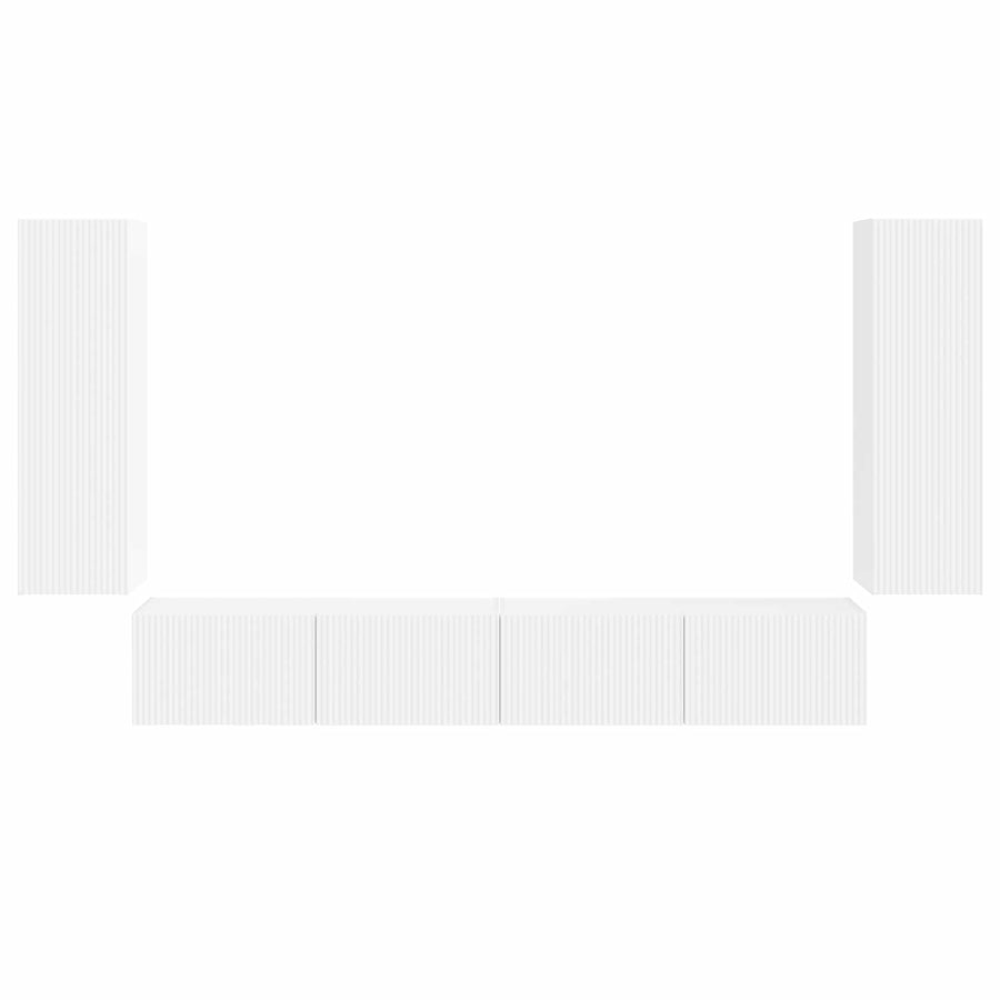 TV Wall Cabinet Set 4 pcs White Engineered Wood